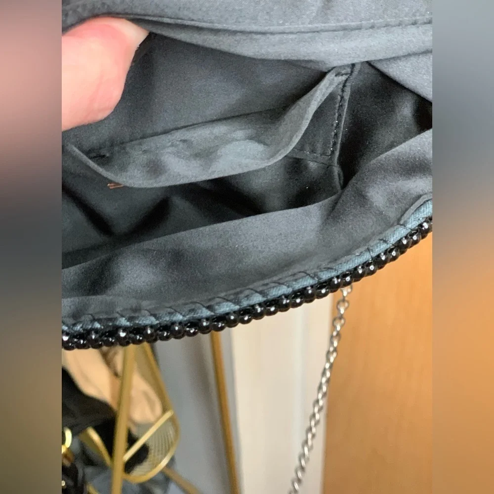 International Concepts Elegant Black Pearled Evening Clutch   Y2K Glam